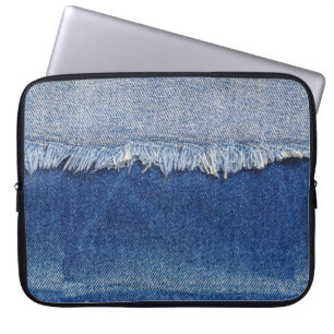 Housse Pour Ordinateur Portable Arrière - plan de tissu Denim Jeans déchiré