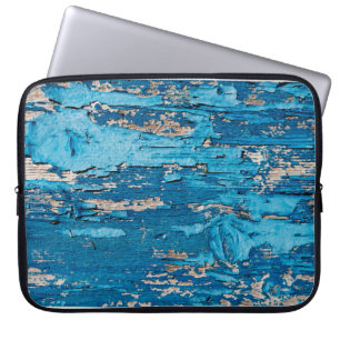 Housse Pour Ordinateur Portable Arrière - plan en bois bleu ancien 