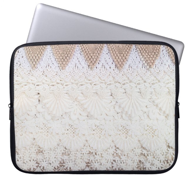Housse Pour Ordinateur Portable Arrière - plan et texture dentelle (Devant)