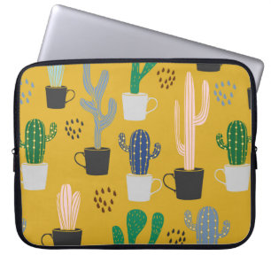 Housse Pour Ordinateur Portable Arrière - plan motif sans couture Cactus. Col tiré