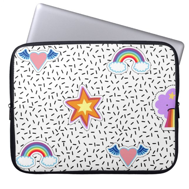 Housse Pour Ordinateur Portable Arrière - plan motif transparent avec patch cartoo (Devant)