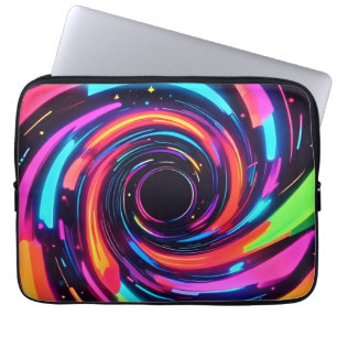 Housse Pour Ordinateur Portable Art Abstrait en spirale de néon coloré