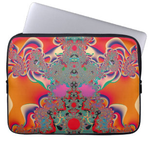 Housse Pour Ordinateur Portable Art abstrait fractal de méditation rouge