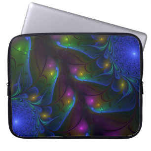 Housse Pour Ordinateur Portable Art abstrait moderne fractal lumineux coloré