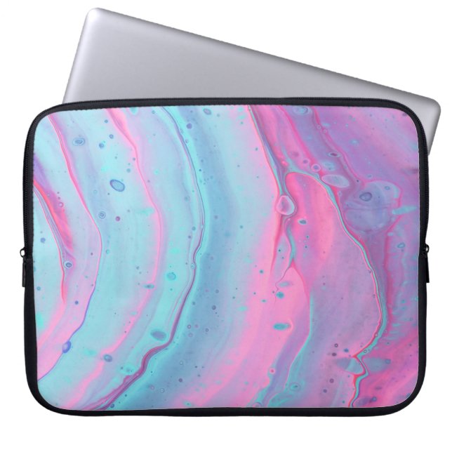 Housse Pour Ordinateur Portable Art abstrait rose et vert (Devant)