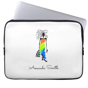 Housse Pour Ordinateur Portable Art africain, élégante et élégante dame de mode