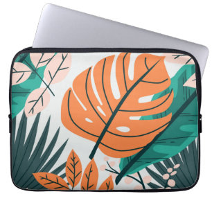 Housse Pour Ordinateur Portable Art botanique de grandes feuilles tropicales color