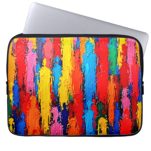 Housse Pour Ordinateur Portable Art de la connexion humaine variée colorée