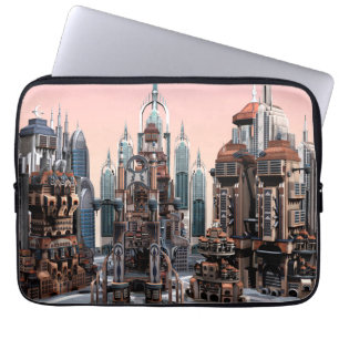 Housse Pour Ordinateur Portable Art de la skyline de ville futuriste pastel fantas