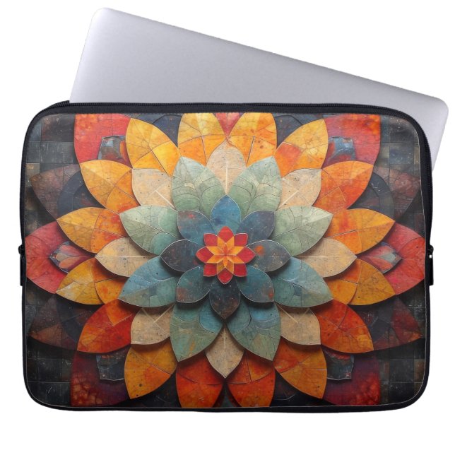 Housse Pour Ordinateur Portable Art de mandala fleur texturée (Devant)