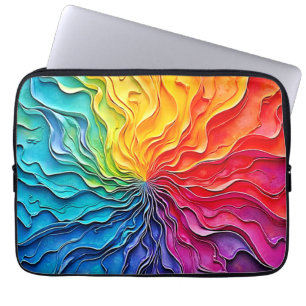 Housse Pour Ordinateur Portable Art de tourbillon arc-en-ciel texturé