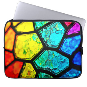 Housse Pour Ordinateur Portable Art de verre coloré arc-en-ciel fissuré