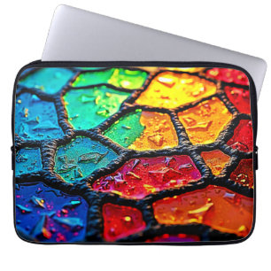 Housse Pour Ordinateur Portable Art de verre teinté arc-en-ciel en gros plan