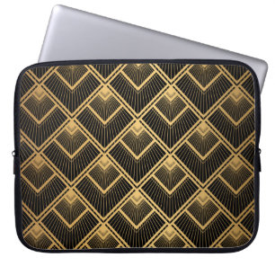 Housse Pour Ordinateur Portable Art Déco Black Gold : Géométrique