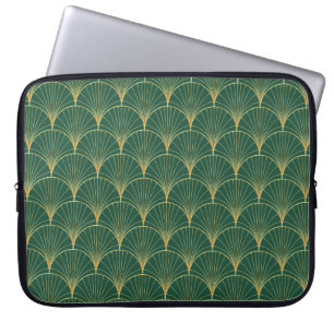 Housse Pour Ordinateur Portable Art déco feuille de palme verte