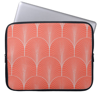 Housse Pour Ordinateur Portable Art déco gris-rouge, papier peint vintage.