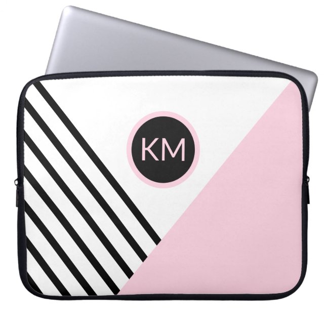 Housse Pour Ordinateur Portable Art et Monogramme géométrique moderne rétro (Devant)