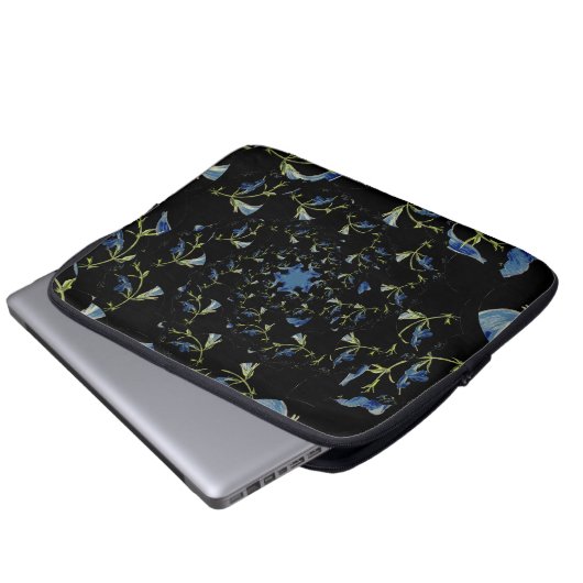 Housse Pour Ordinateur Portable Art fractal bleu et noir Sage (Devant bas)
