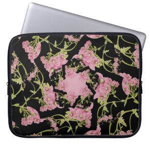 Housse Pour Ordinateur Portable Art fractal d'Achille rose et noir