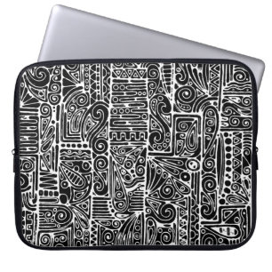 Housse Pour Ordinateur Portable Art Géométrique Noir Et Blanc 2