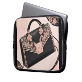 Housse Pour Ordinateur Portable Art IA noir et rose (devant gauche)