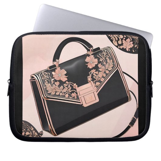 Housse Pour Ordinateur Portable Art IA noir et rose (Devant)