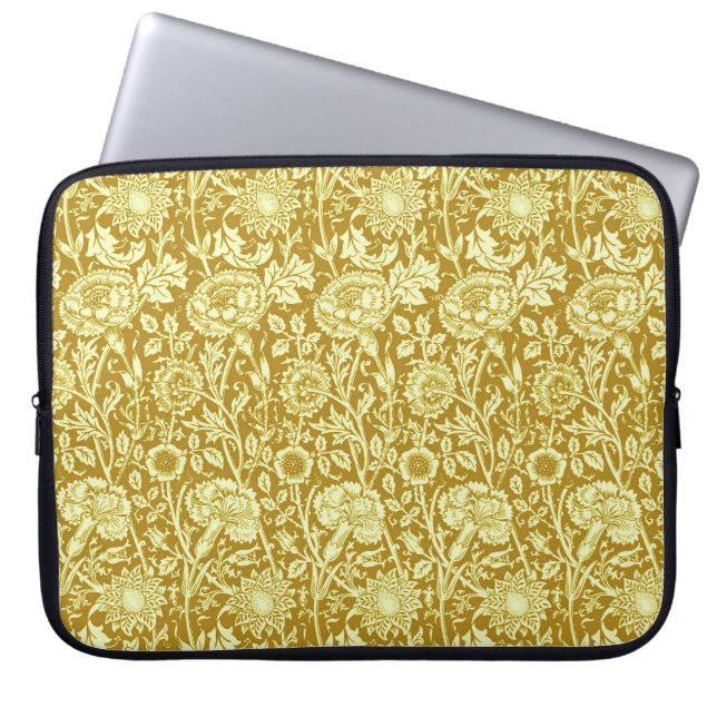 Housse Pour Ordinateur Portable Art Nouveau Carnation Damas, moutarde et jaune (Devant)