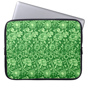 Housse Pour Ordinateur Portable Art Nouveau Carnation Damask, Emerald Green