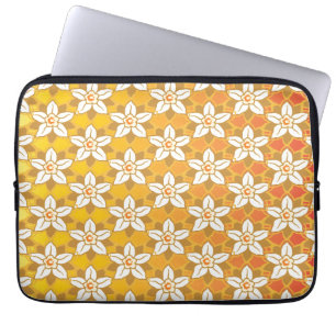 Housse Pour Ordinateur Portable Art Nouveau jaune Jonquil papier peint fleuri damé
