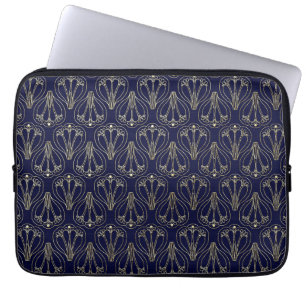 Housse Pour Ordinateur Portable Art Nouveau Marine Bleu et or
