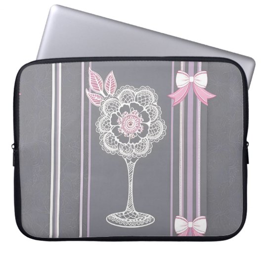 Housse Pour Ordinateur Portable Art numérique rose et gris (Devant)