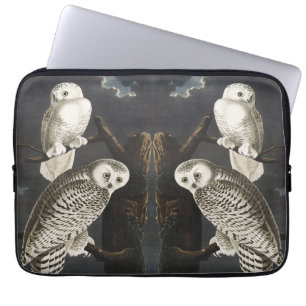 Housse Pour Ordinateur Portable Art oiseau de nuit vintage de la chouette blanche