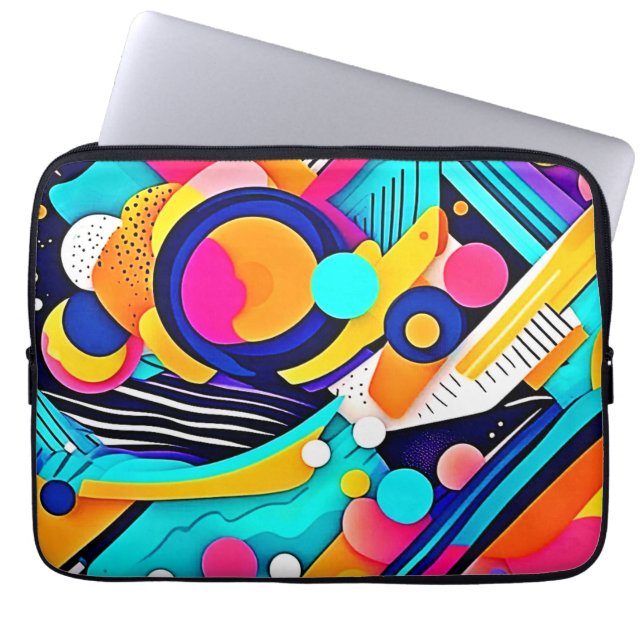 Housse Pour Ordinateur Portable Art Pop Abstrait Vibrant (Devant)