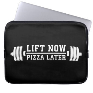 Housse Pour Ordinateur Portable Ascenseur Maintenant, Pizza Plus Tard, Barbell - F
