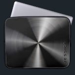 Housse Pour Ordinateur Portable Aspect en acier inoxydable brillant à lame noire m<br><div class="desc">Noir brillant sobre et élégant imprimé design métallique,  look en acier inoxydable,  manche d'ordinateur portable. monogramme personnalisé et optionnel.</div>
