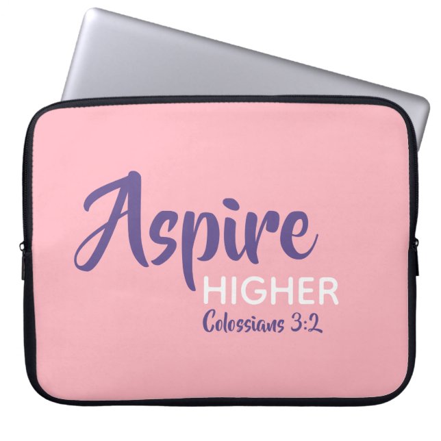 Housse Pour Ordinateur Portable ASPIREZ PLUS Inspirant Chrétien Rose (Devant)