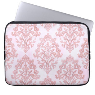 Housse Pour Ordinateur Portable Assez en rose motif damassé victorien à l'aquarell