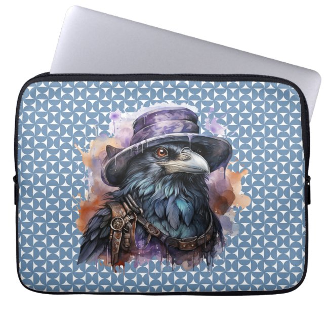 Housse Pour Ordinateur Portable Assistant Aquarelle Raven Bird (Devant)