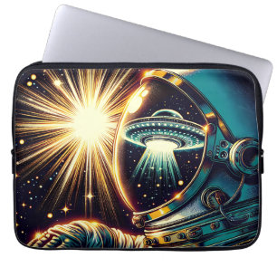 Housse Pour Ordinateur Portable Astronaute avec reflet d'un OVNI