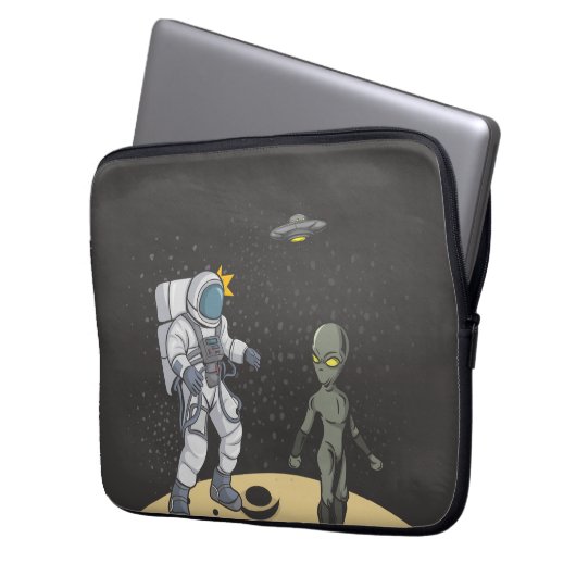 Housse Pour Ordinateur Portable Astronaute et alien (devant gauche)