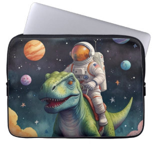 Housse Pour Ordinateur Portable Astronaute sur Dino dans l'espace
