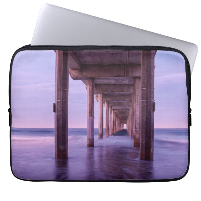 Housse Pour Ordinateur Portable Aube violette à Scripps Pier (Devant)