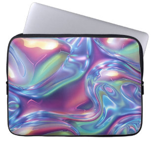Housse Pour Ordinateur Portable Aura esthétique dégradé en métal liquide holograph