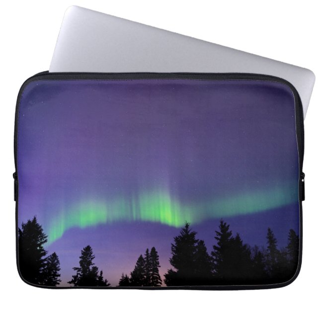 Housse Pour Ordinateur Portable Aurora Borealis & Arbres | Manitoba, Canada (Devant)