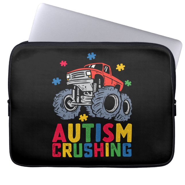 Housse Pour Ordinateur Portable Autisme écrasant Monster Truck Sensibilisation Gar (Devant)