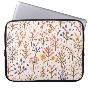 Housse Pour Ordinateur Portable Automne Floral Motif sans couture. Doodle Plante,