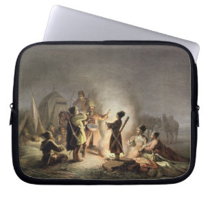 Housse Pour Ordinateur Portable Autour du feu de camp (litho de couleur)