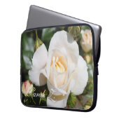 Housse pour ordinateur portable aux fleurs de rose (devant gauche)