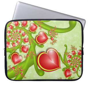 Housse Pour Ordinateur Portable Avec beaucoup d'amour Rouge Coeurs Jaunes Fractal