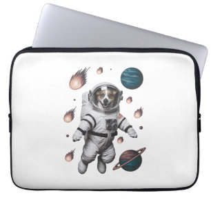 Housse Pour Ordinateur Portable Aventure spatiale avec un chien astronaute